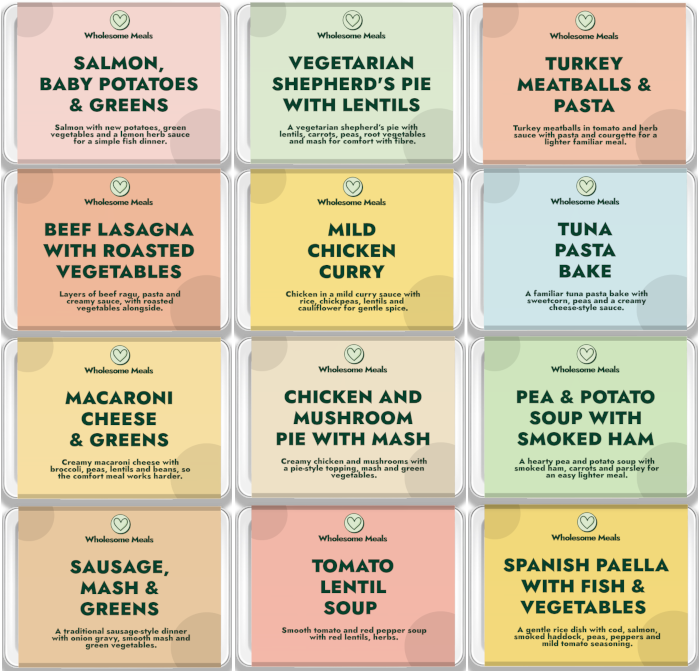 Wholesome Meals weekly ready meal delivery box for elderly people and seniors